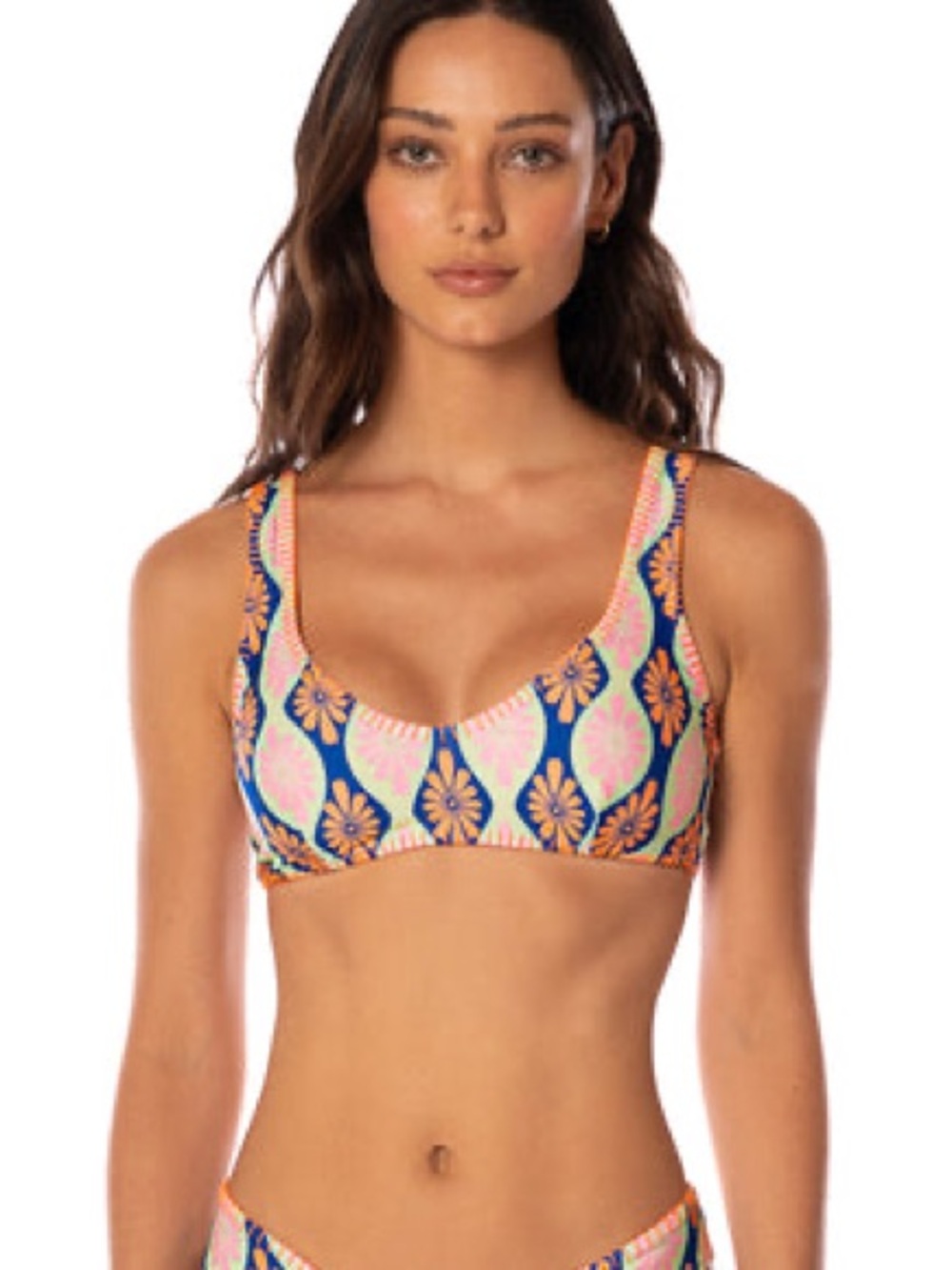 Stamped Blooms Sunquest Classic Bralette Bikini Top